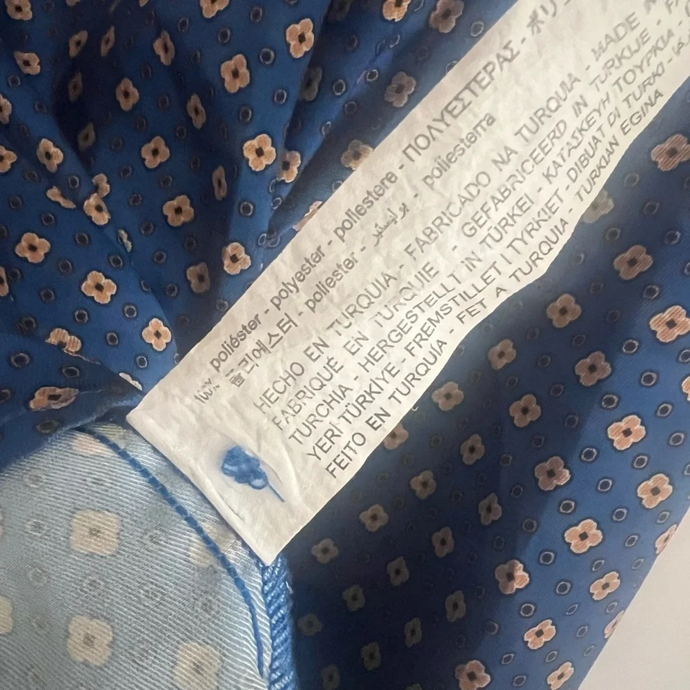 Zara Blue Boxy Satin Button Down Shirt with Notched Collar Size Large - Picture 10 of 10